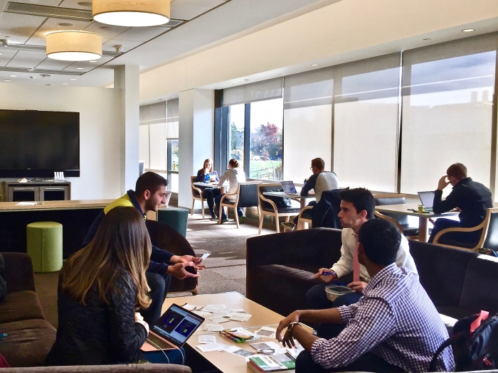 Students gathered together in the lounge