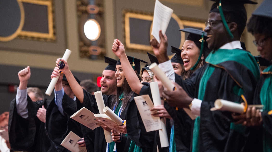 Students celebrating graduation day