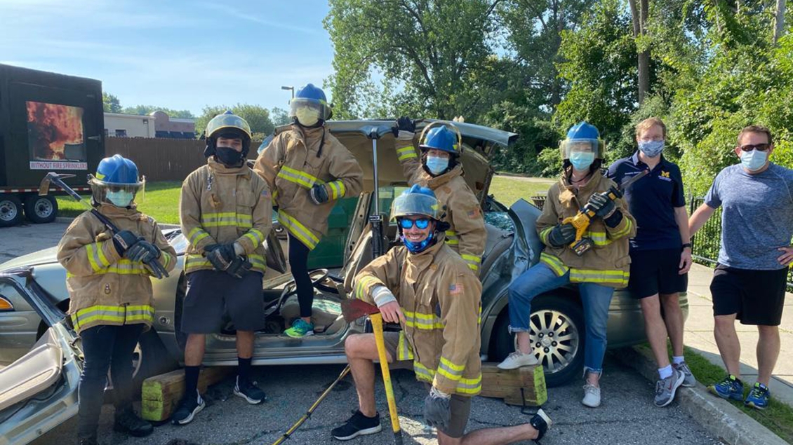 Firefighter trainees in group photo