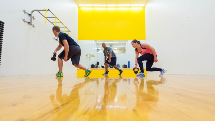 Group of people working out in a gym