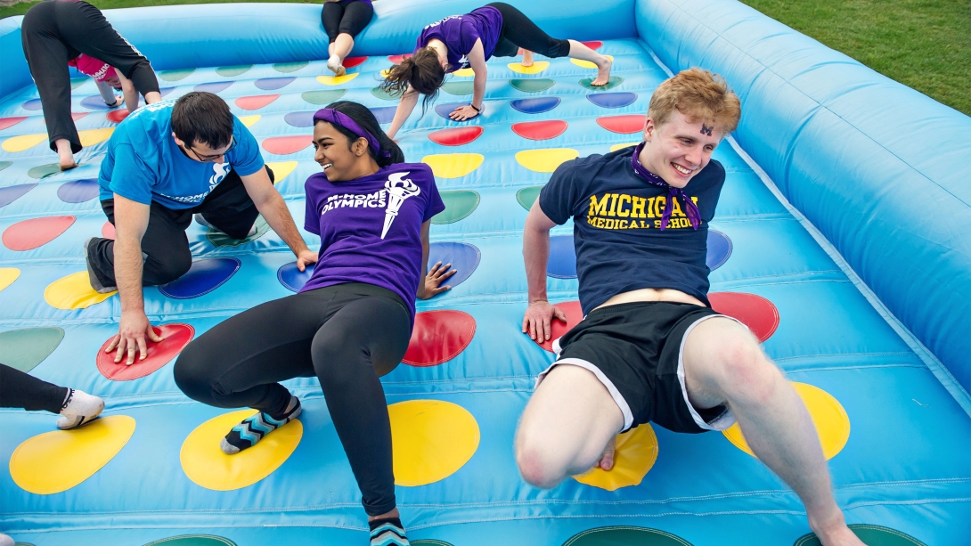 People playing Twister outside