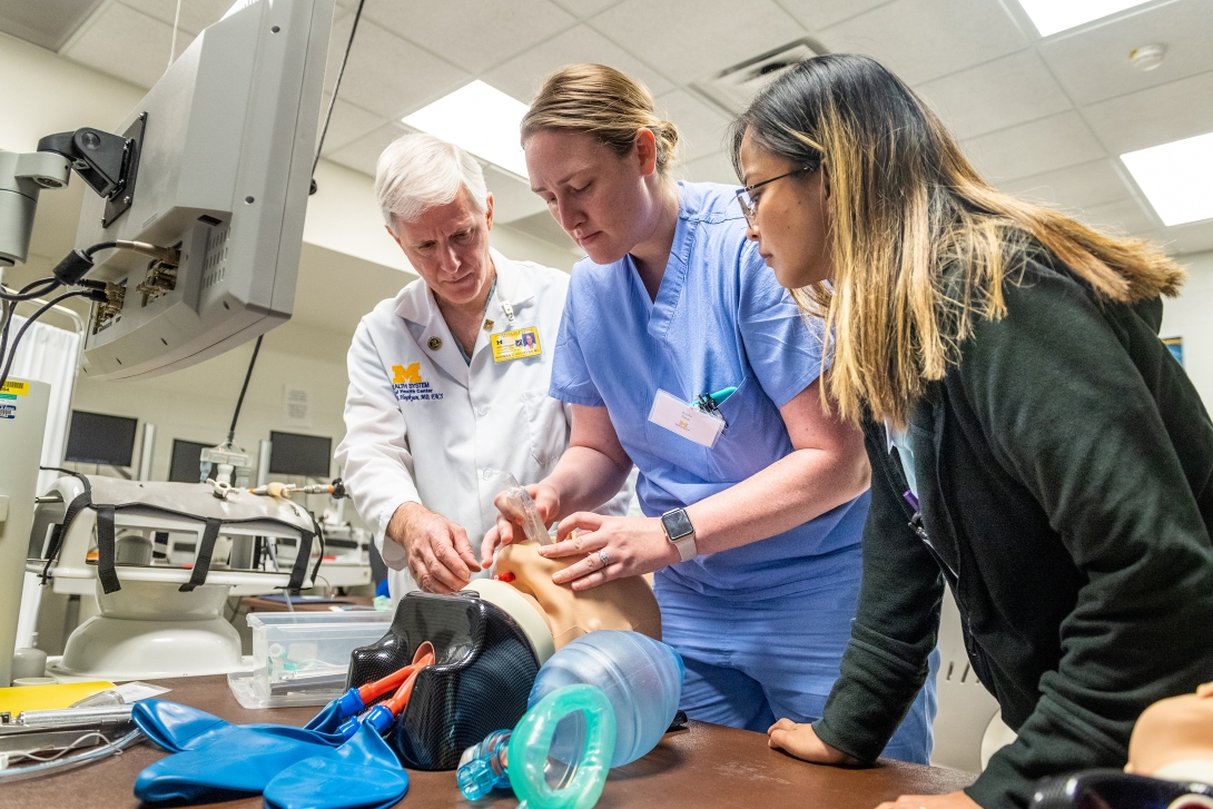 Students practice in the Oto simulation lab