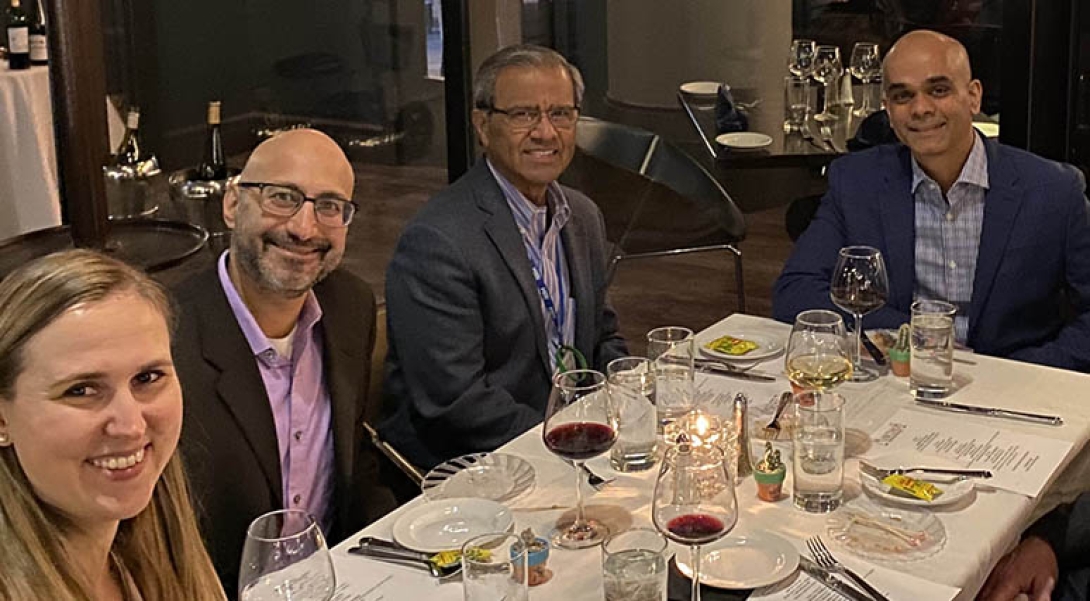 Allergy fellows pose for a photo at dinner